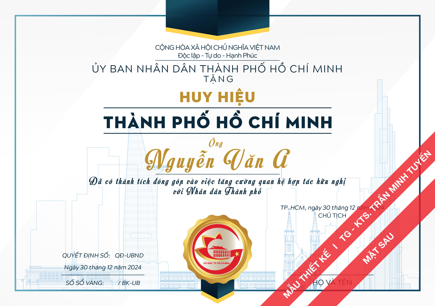 Hiện vật khen thưởng TP. HCM